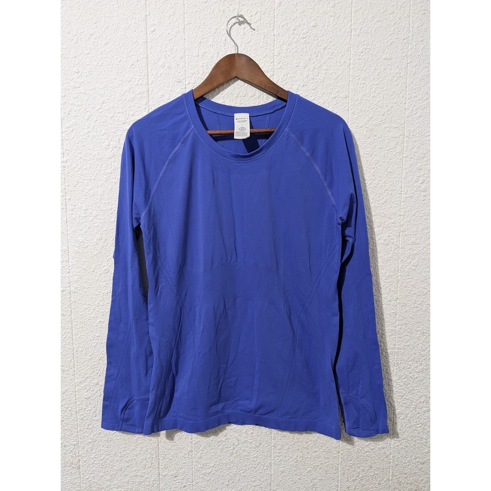 Athleta Long Sleeve Crew momentum Seamless Tee in Royal Blue Size Large
